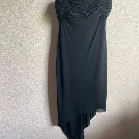 David Meister Y2K Milkmade Chiffon Black Asymmetrical Hem Cocktail Goth Dress 4 - Picture 4 of 13